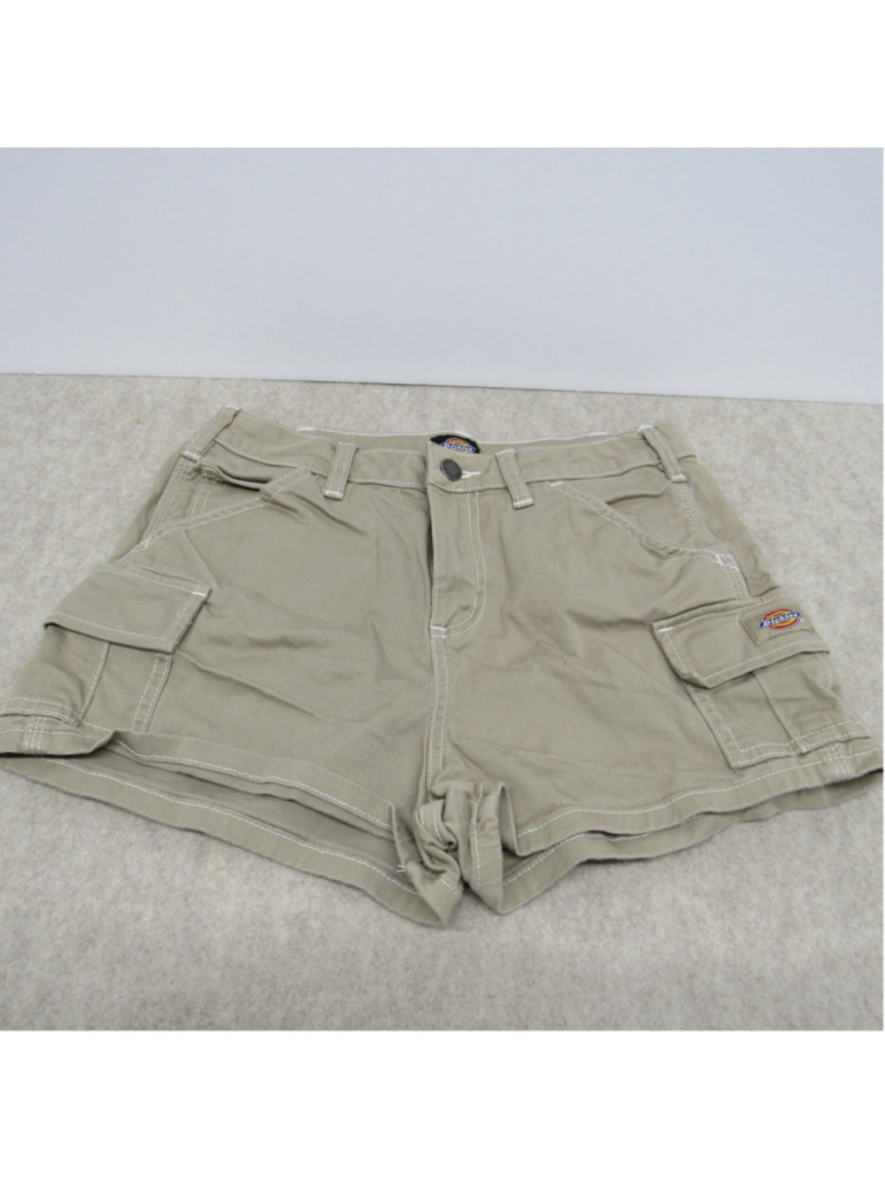 Dickies Women's Khaki Cargo Utility Shorts Stretch Low Rise Size 26 FRR56DS